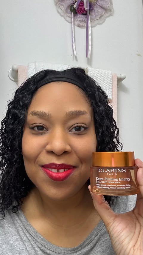 Instagram post by @dezdmc for Clarins. Caption reads: [...] Meet my new skincare obsession: @clarinsusa....
