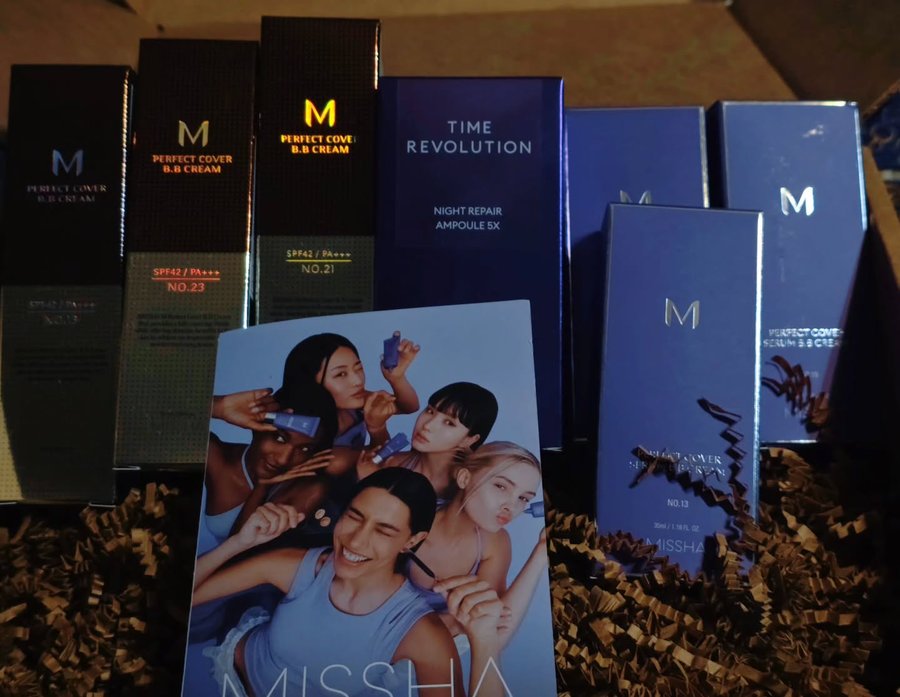 Instagram post by @ugc_dearogava for Missha Us. Caption reads: #PRBox #UnboxingMoment #Missha #MisshaBBcream....