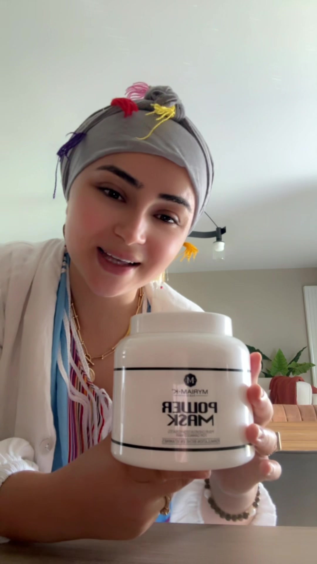 TikTok post by @widad_faresofficiel for MYRIAM•K PARIS. Caption reads: @MYRIAM•K PARIS® #power mask#مغتربات_فرنسا [...].
