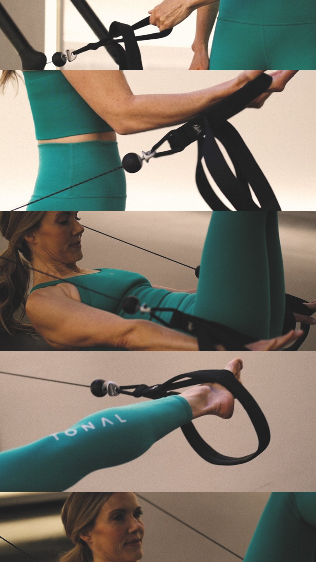 Instagram post by @kristinmcgee for Tonal. Caption reads: Pilates on Tonal is live, with guided workouts....