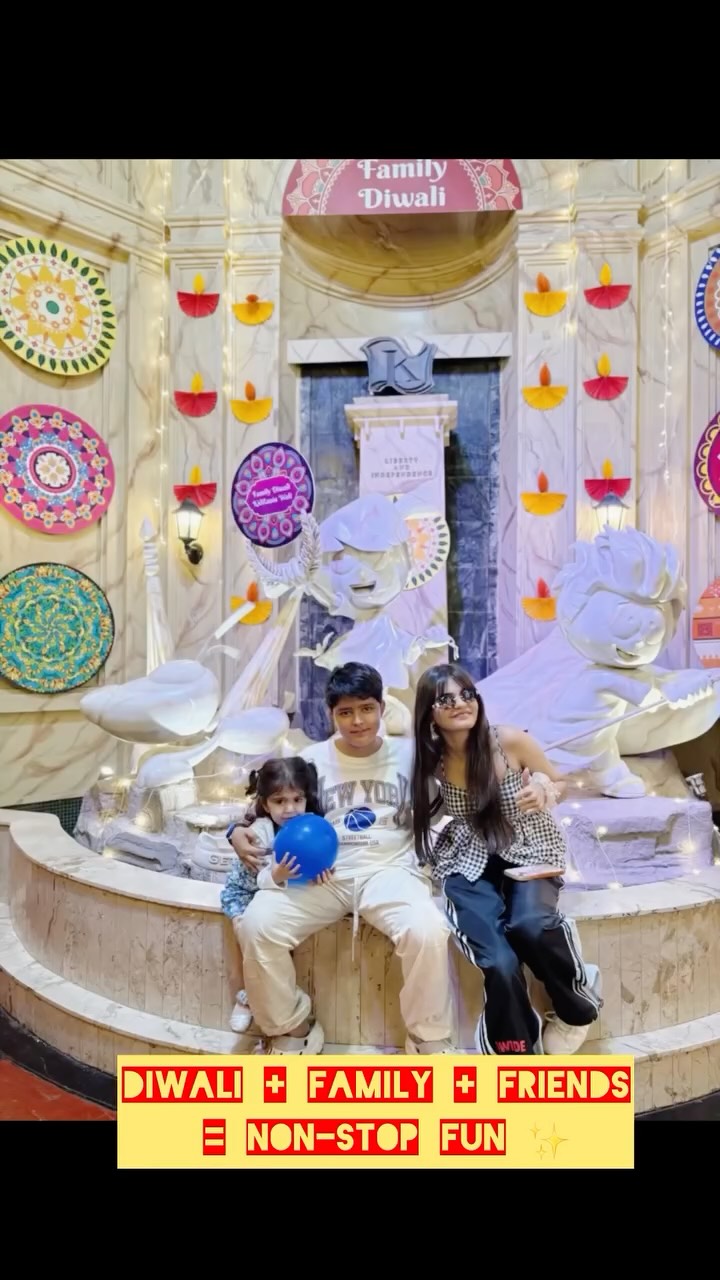 Instagram post by @delishachutani29 for KidZania. Caption reads: Diwali fun hits different at KidZania 🪔💛....