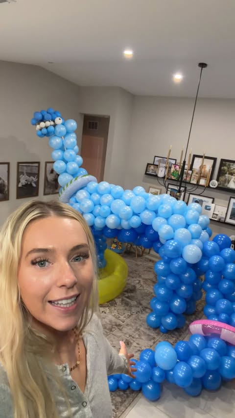 Instagram post by @serenaneel for Five Below. Caption reads: [...] a giant 20 ft balloon dinosaur from....