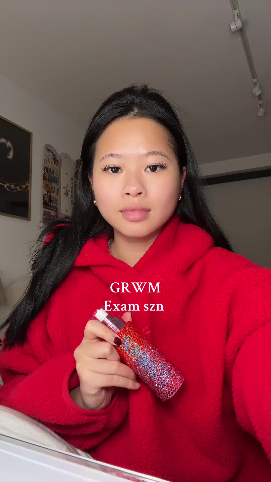 TikTok post by @katiefanggg for Kosas. Caption reads: get ready to study with me & @Kosas .