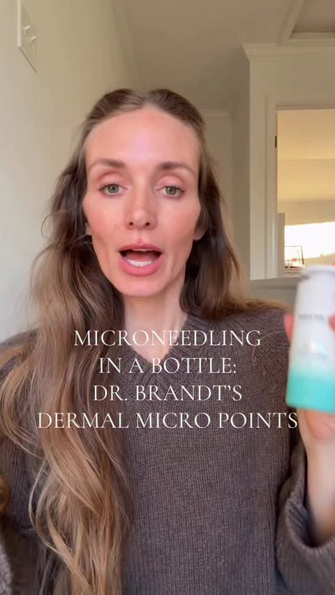 Instagram post by @mairinrytting for Dr. BRANDT Skincare. Caption reads: Microneedling in a bottle?! Say less @drbrandt....
