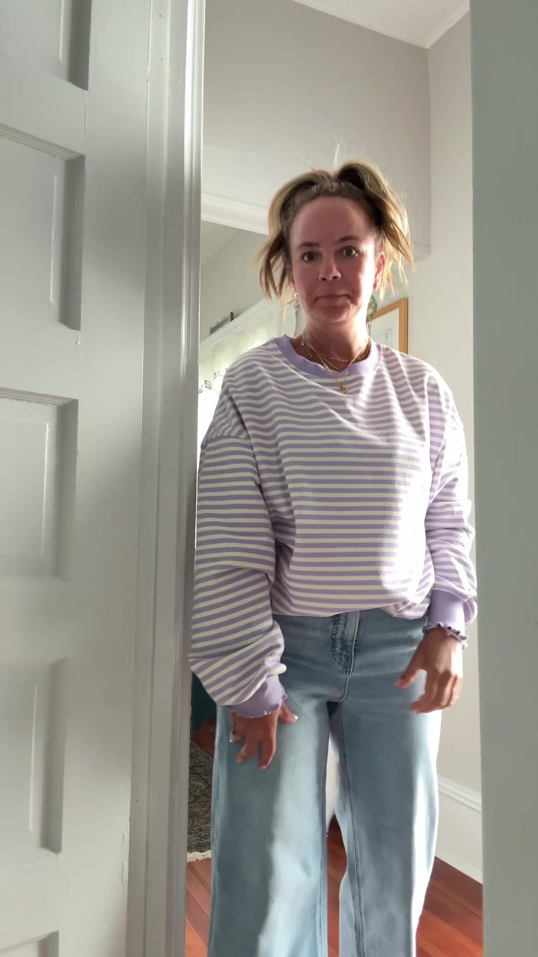 TikTok post by @carolsportsmom for Ava Lane Boutique. Caption reads: [...] that stretch, no more stiff denim!@Ava Lane....