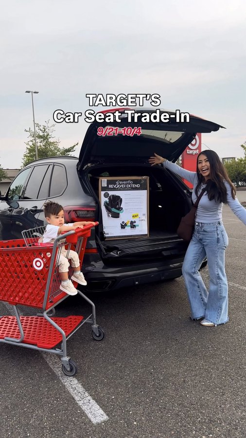 Instagram post by @thesabrinatan for Evenflo. Caption reads: #Ad Comment ‘SAVE’ to shop & SHARE this with a....