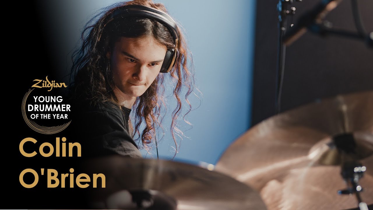 YouTube post by @ZildjianCompany for Vic Firth. Caption reads: 2025 Young Drummer OF The Year | Colin O'Brien.