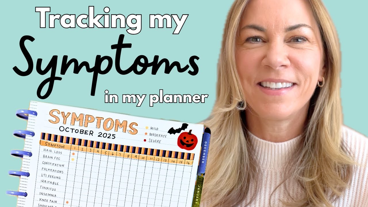 YouTube post by @PlanningwithBumble for Archer and Olive. Caption reads: How to Set Up a Simple Symptom Tracker in Your....