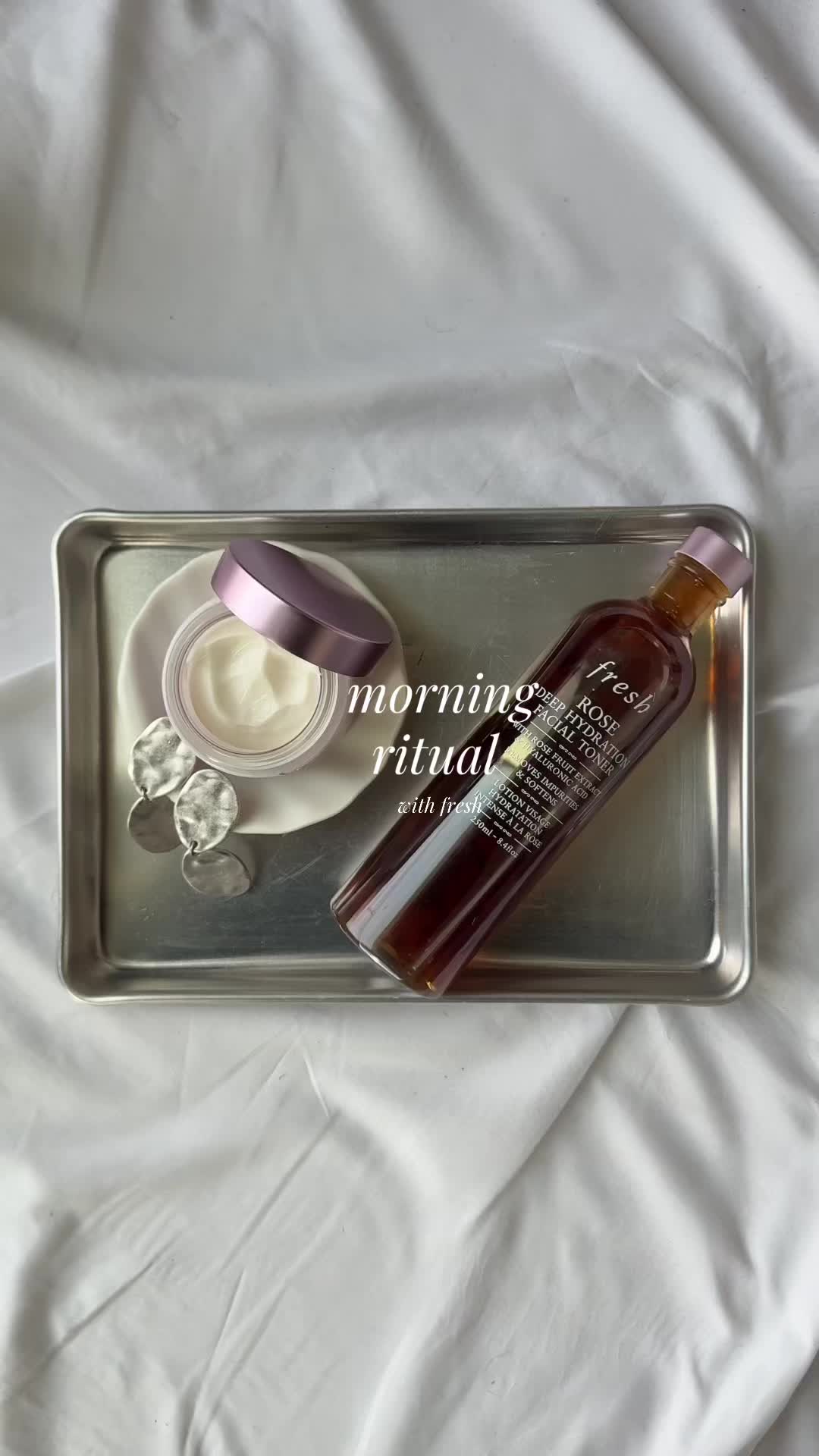 TikTok post by @aishatami for Fresh. Caption reads: A morning ritual with @Fresh Beauty, setting the....