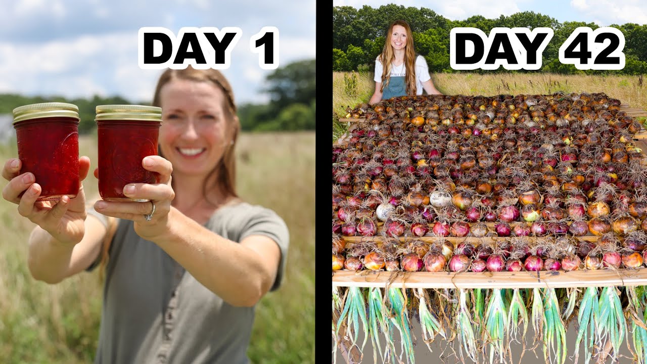 YouTube post by @TheSeasonalHomestead for Birch. Caption reads: 42 days of Growing Food for Self Sufficiency: Epic....