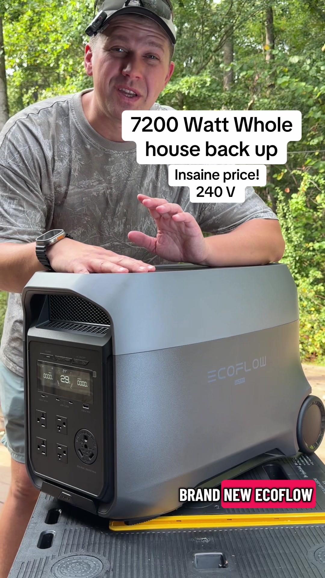 TikTok post by @how_to_dad for EcoFlow. Caption reads: [...] off grid living #delta3ultra #ecoflowdelta....