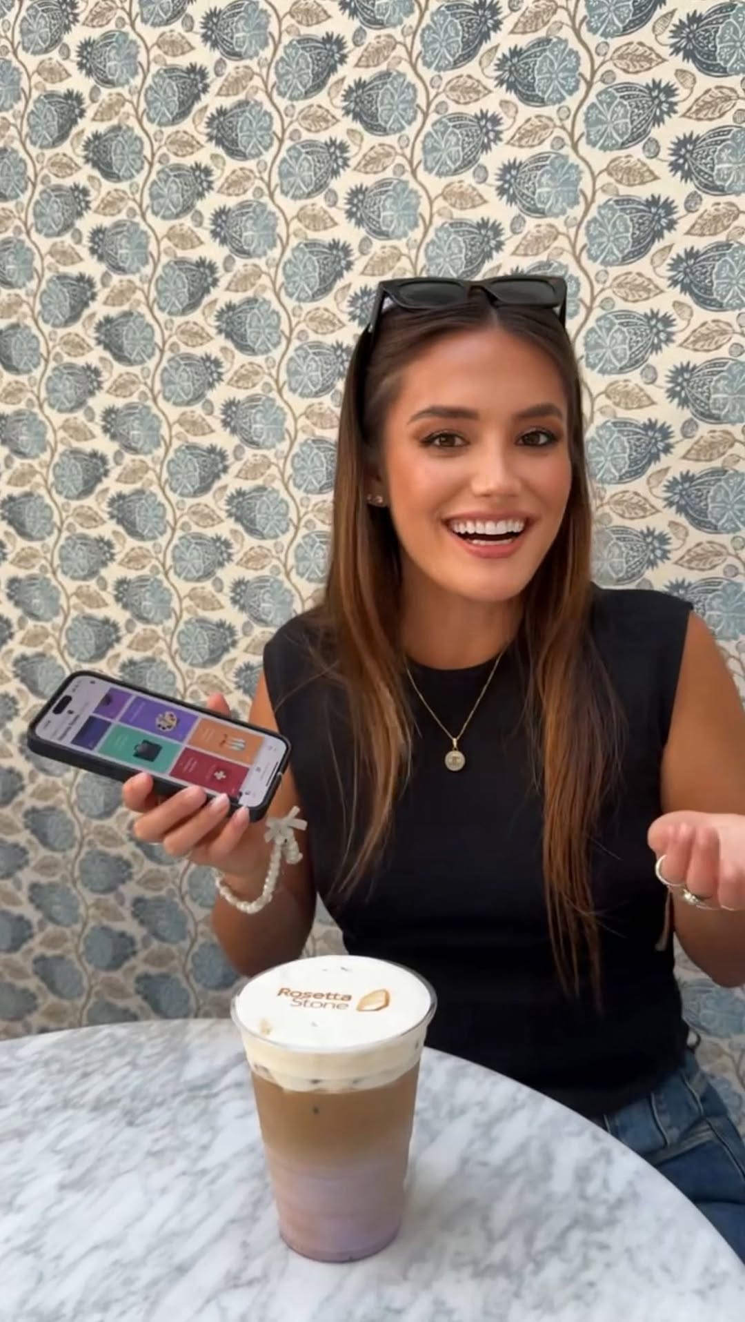 Instagram post by @carolynrhoover for Rosetta Stone. Caption reads: [...] and is obsessed with learning 💭....