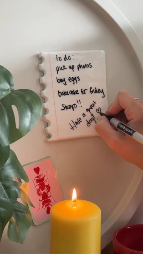 Instagram post by @themakingbox_ for Hobbycraft. Caption reads: ad diy clay notepad 👀 📝 seen so many of these....