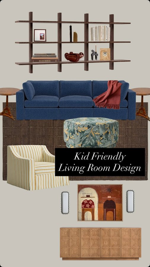 Instagram post by @lilswalty for Cozey. Caption reads: How I would design a kid friendly space! #ad....