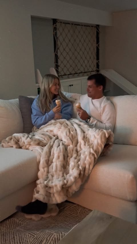 Instagram post by @madtayobray for Breyers. Caption reads: Cozy nights in are my favorite part of fall 🍂✨....