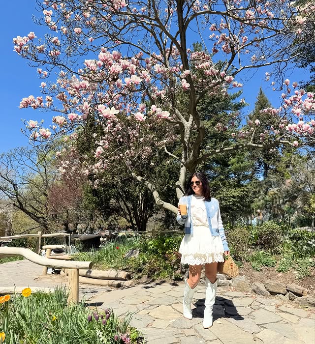 Instagram post by @jamie_cataldo for Rent the Runway. Caption reads: [...] is blooming 🌸✨🧚🏻🧺💐🫶🏻 outfit:....