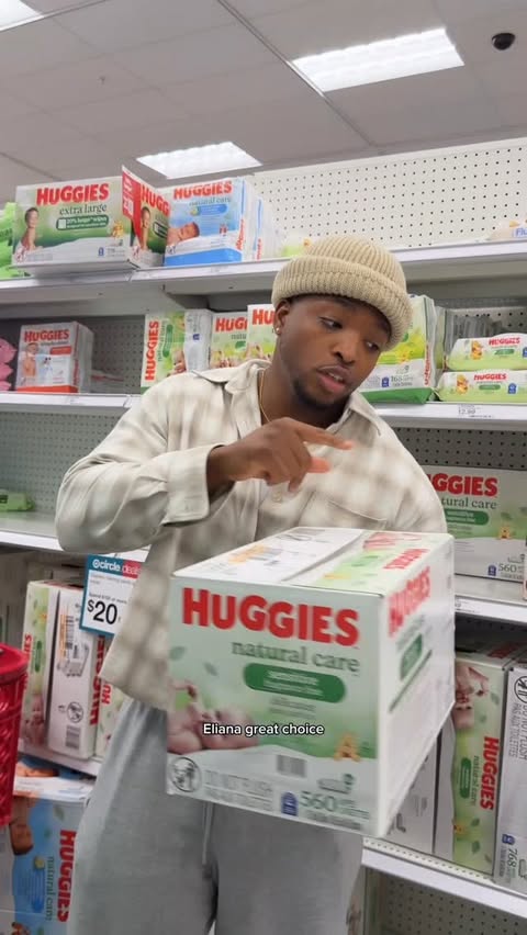 Instagram post by @lsaiah.charles for Huggies. Caption reads: #Ad Trying to teach the kids how to shop… but at....