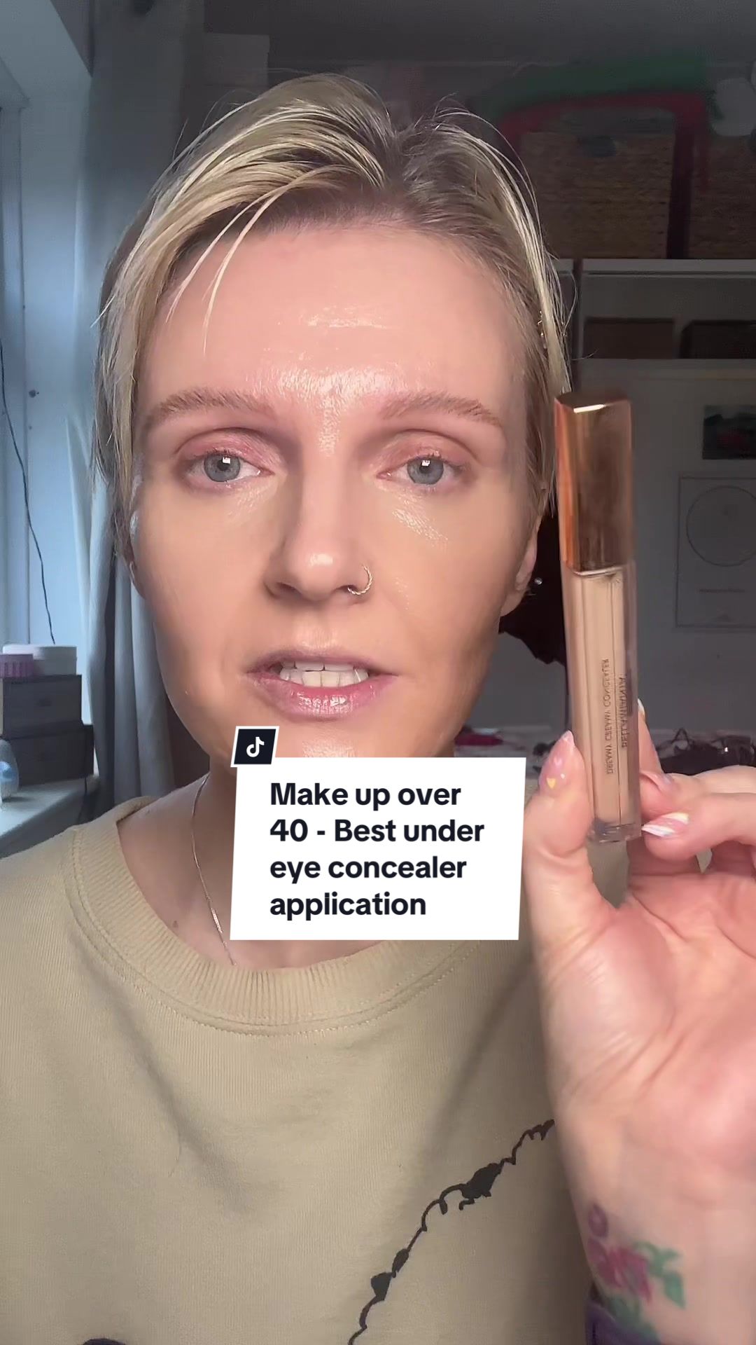 TikTok post by @40slifelou for Bellamianta. Caption reads: [...] #makeupover40 #over40makeup @Bellamianta....