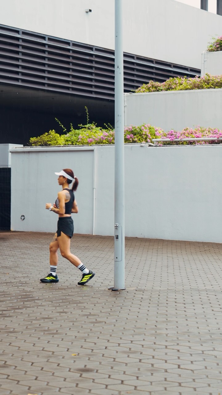 Instagram post by @so_fieeee for adidas Singapore. Caption reads: One second you’re running… the next, you’re....