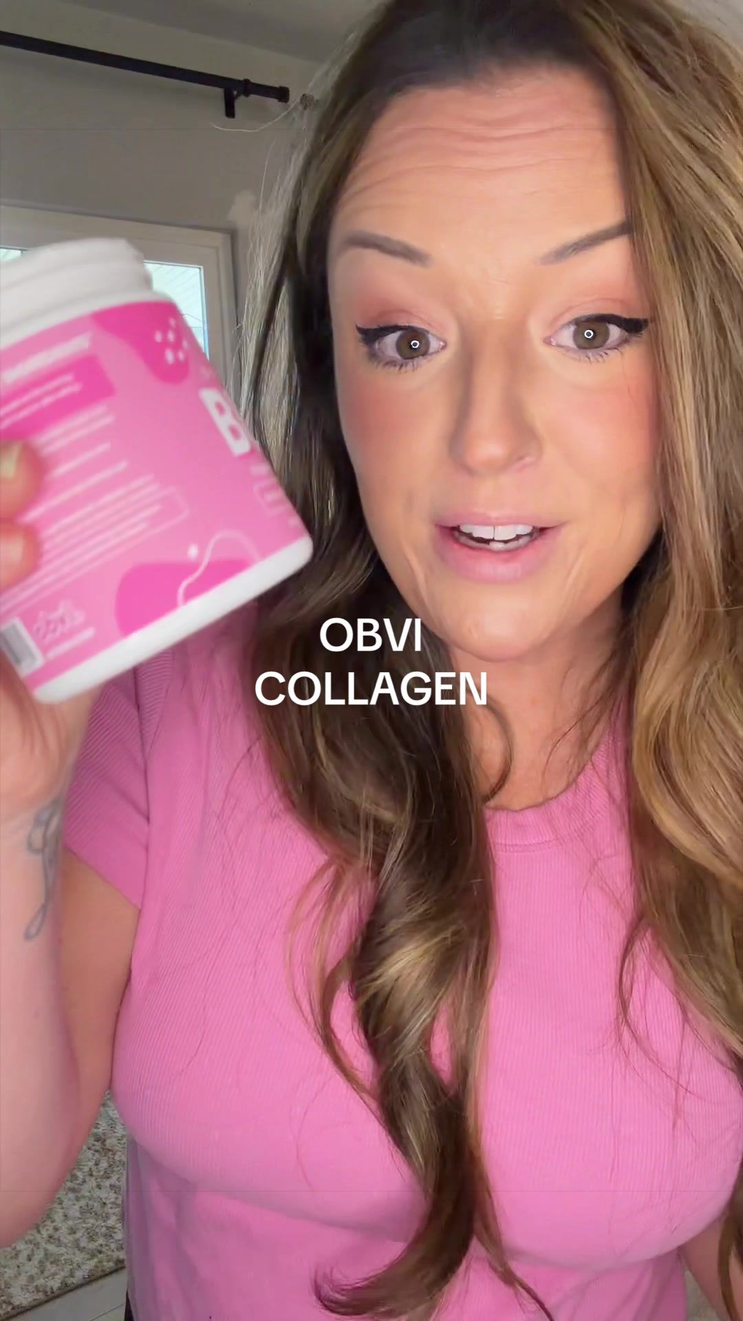 TikTok post by @dailydoseofkodi for Obvi. Caption reads: [...] my morning routine now that I’m 37 💕 OBVI....