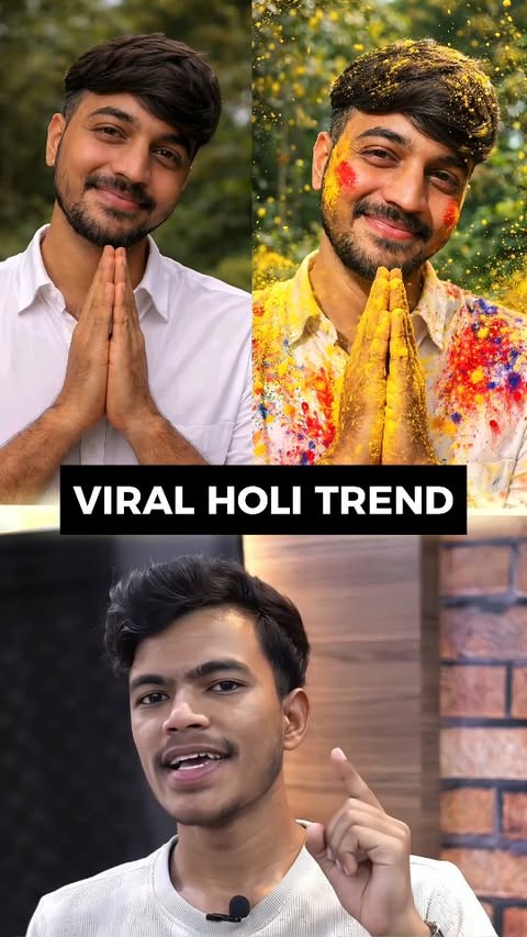 Instagram post by @unique_rohit14 for Filmora. Caption reads: [...] • • • #holi #photoedit #editingtutorial....