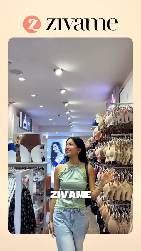 Instagram post by @anshikaaprakash for Zivame. Caption reads: [...] spree🤭 Checked out the newly relaunched....