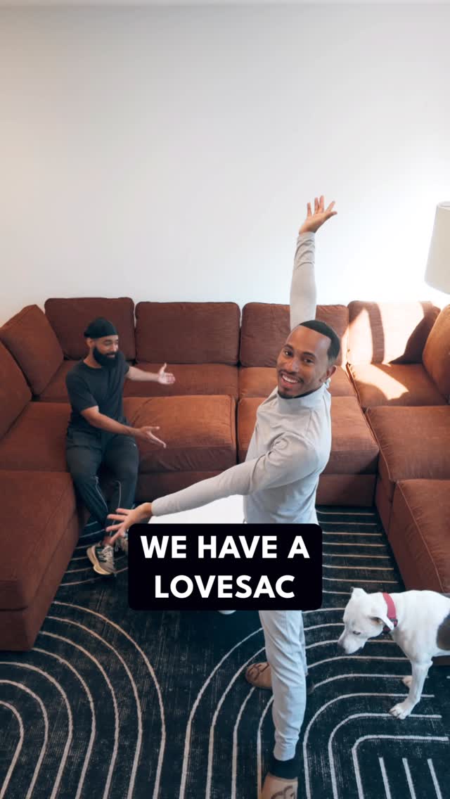 Instagram post by @thekalenallen for Lovesac. Caption reads: Y’all, let me tell you… getting a Sactionals from....
