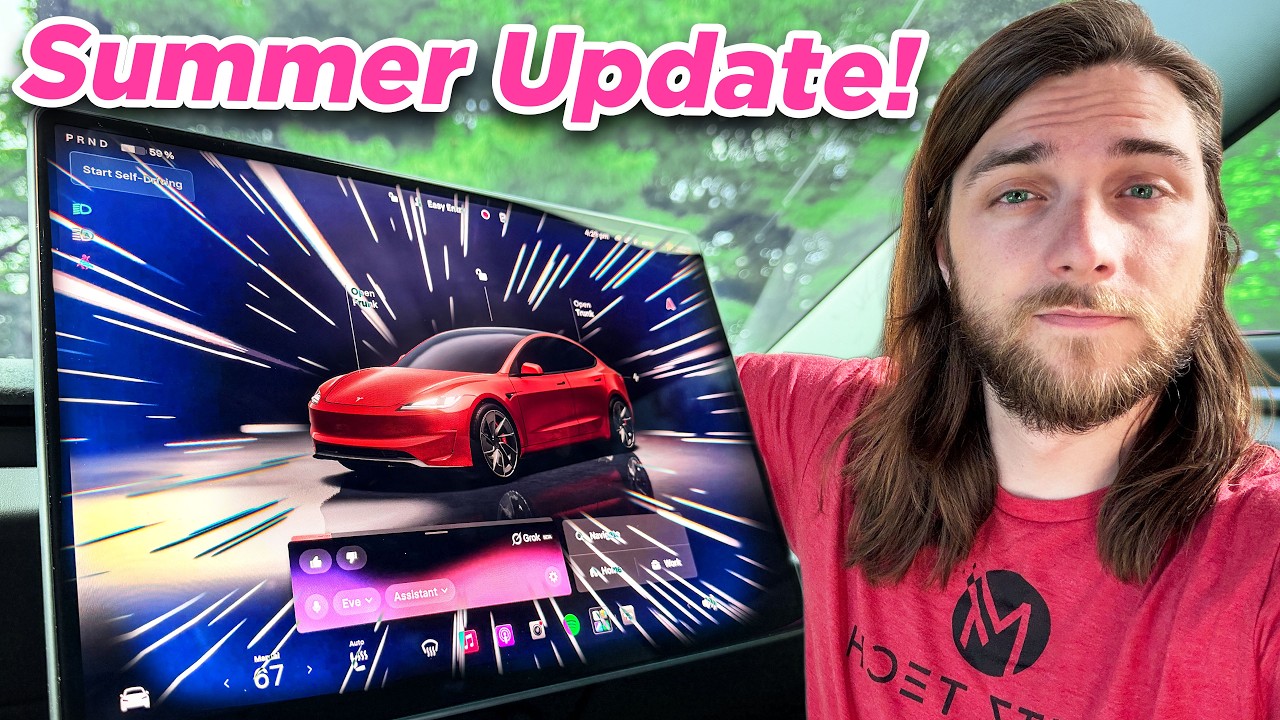 YouTube post by @MetzTech for Lugano_Beauties. Caption reads: I FINALLY Got Tesla's 2026 Summer Update…Here's....
