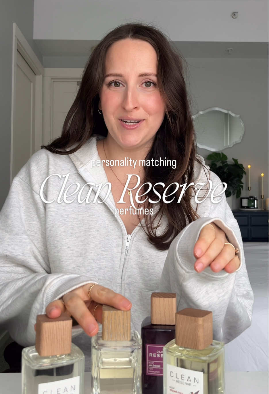 TikTok post by @kristinfragrances for Clean Beauty. Caption reads: [...] *gifted @Clean Reserve @sephora #CleanBeauty....