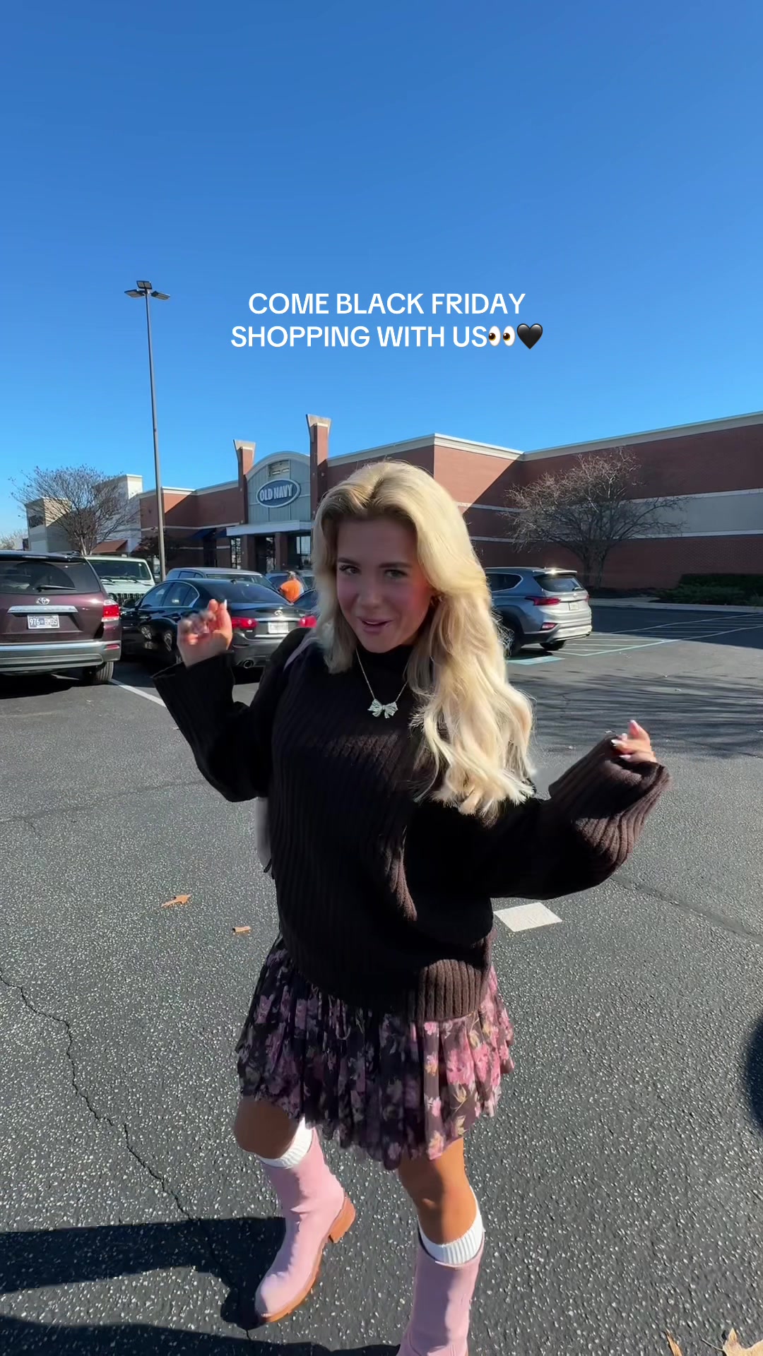 TikTok post by @b_woodard for Old Navy. Caption reads: First stop @Old Navy .