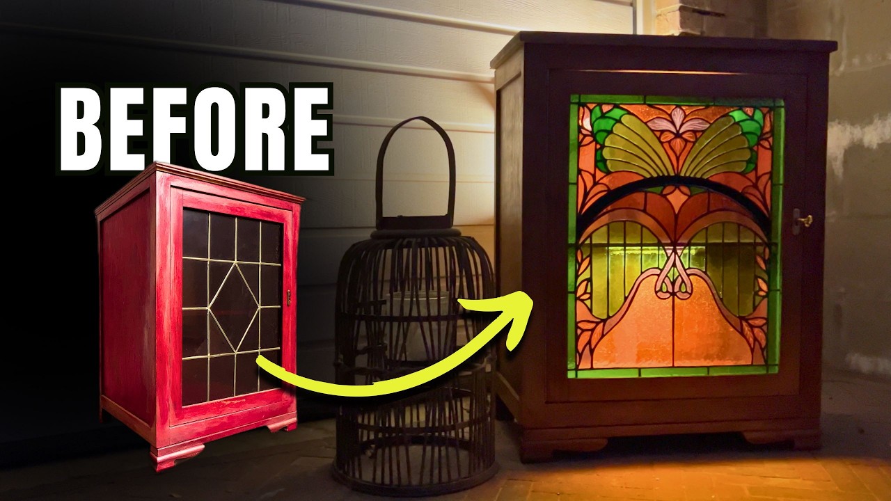 YouTube post by @2ndlife.furniture.restoration for Creality. Caption reads: Reviving a 1930s Cabinet with My Own Art Nouveau....