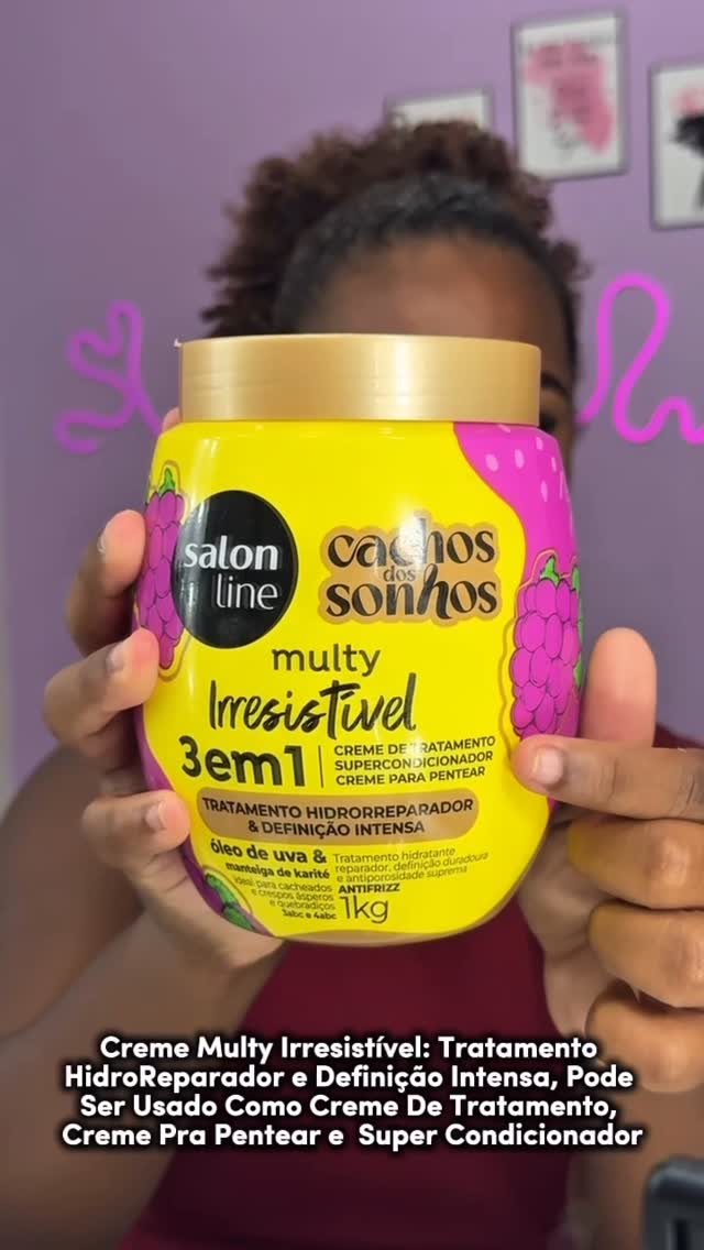 Instagram post by @cachosdamille_ for Salon Line. Caption reads: Umectação Cremosa para Cabelo....