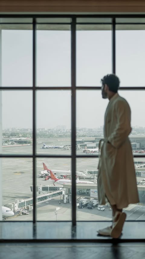 Instagram post by @rahullsharma for Fairmont Hotels & Resorts. Caption reads: Stunning airport views, quiet confidence in its....