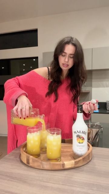 Instagram post by @kateplus8ft for Malibu Drinks. Caption reads: sometimes all it takes is a few (hundred) emojis....