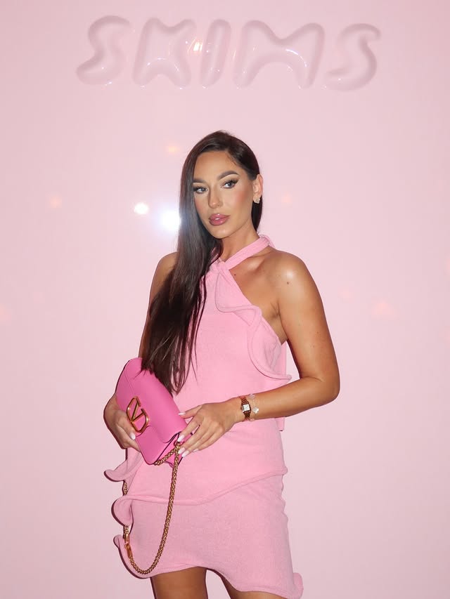 Instagram post by @victorialazarukofficial for Skims. Caption reads: [...] love and upcoming Valentine’s Day with....