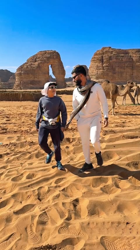 Instagram post by @abeerchinchin for Visit Saudi. Caption reads: “Daddy… this feels like another planet” -....