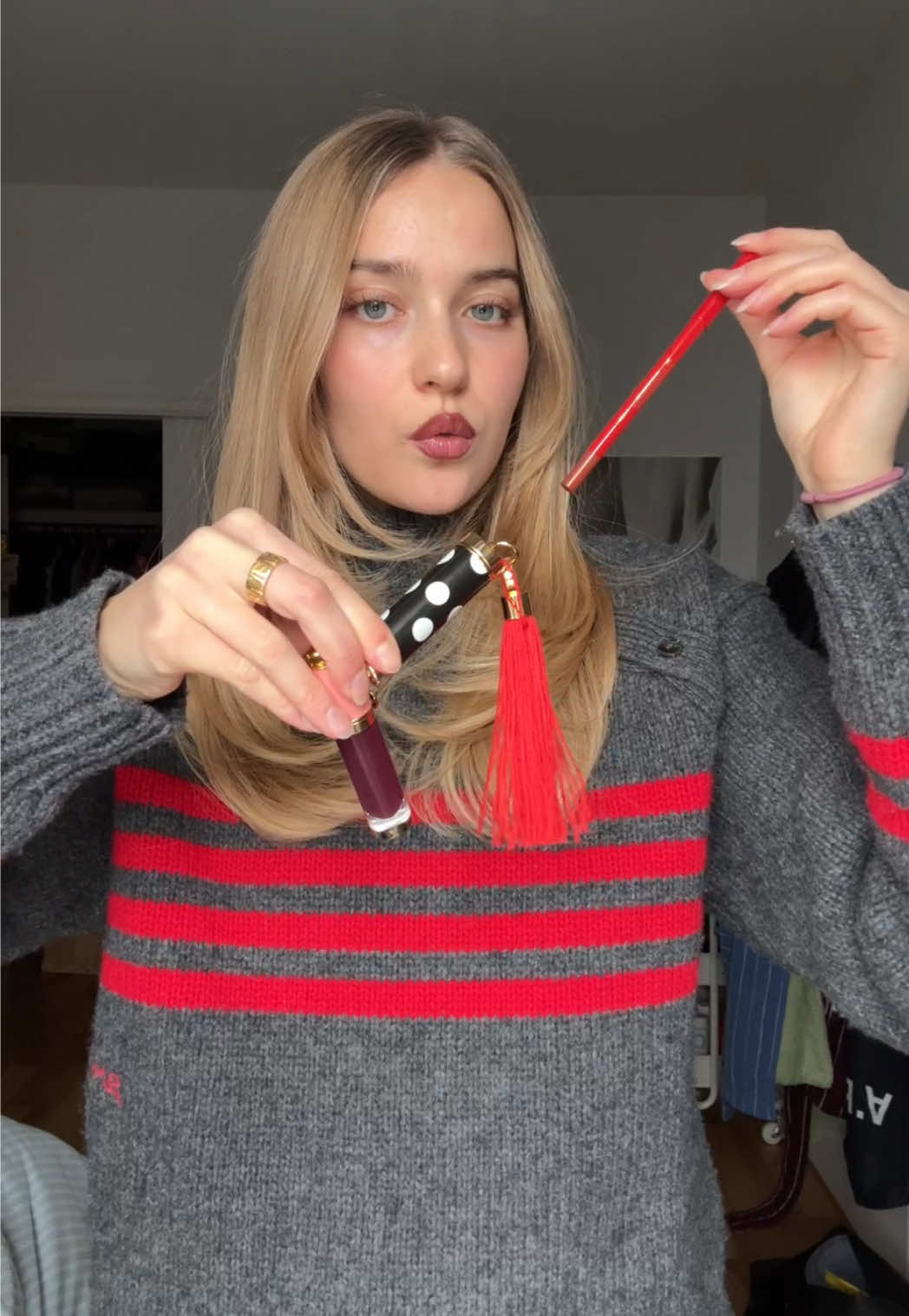 TikTok post by @eva.meloche for Carolina Herrera. Caption reads: sooo excited for the new year !!! @Carolina....