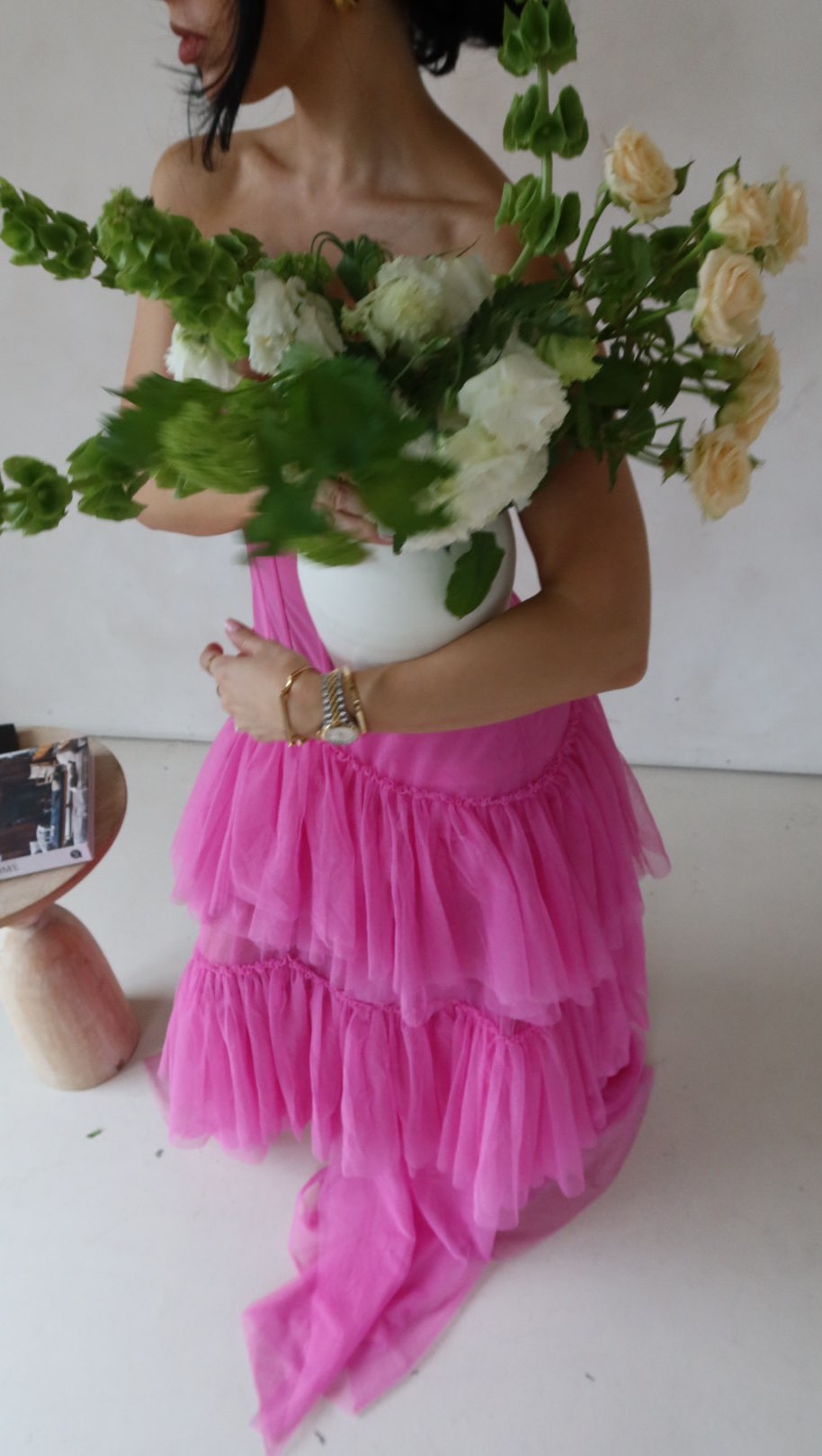 Instagram post by @lifeofluphoria for BCBGMAXAZRIA. Caption reads: Serving main character energy in layers of pink....