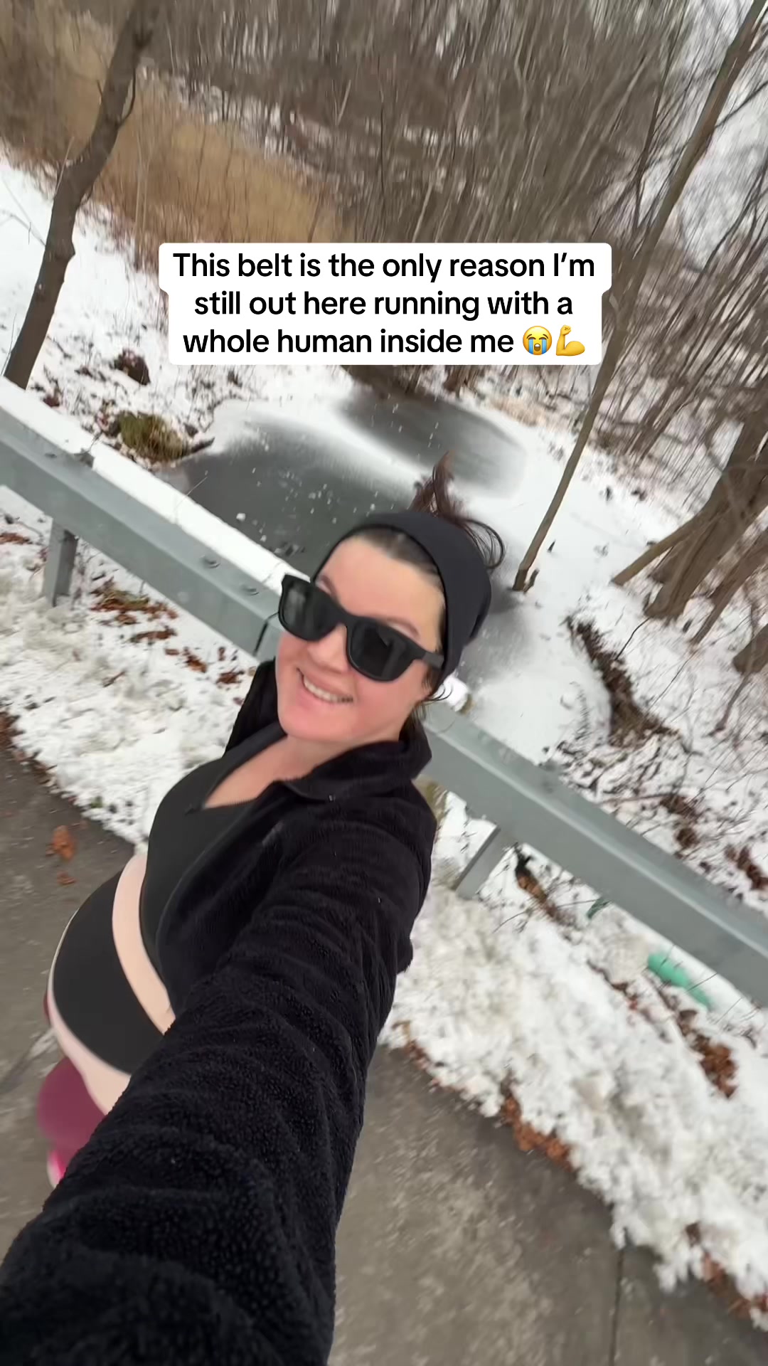 TikTok post by @elidaloci for Momcozy. Caption reads: I was this close to giving up running… then I....