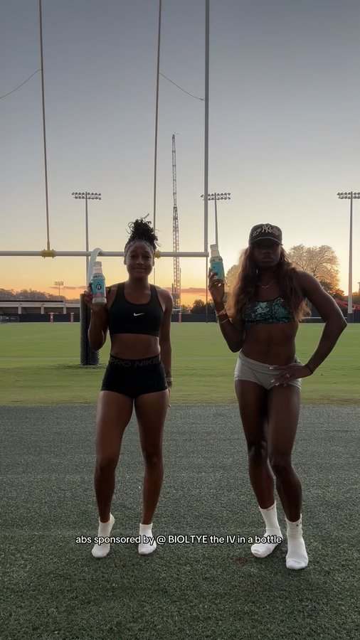 Instagram post by @mylasgreene for BIOLYTE. Caption reads: Ab routine sponsored by BIOLYTE @drinkbiolyte....