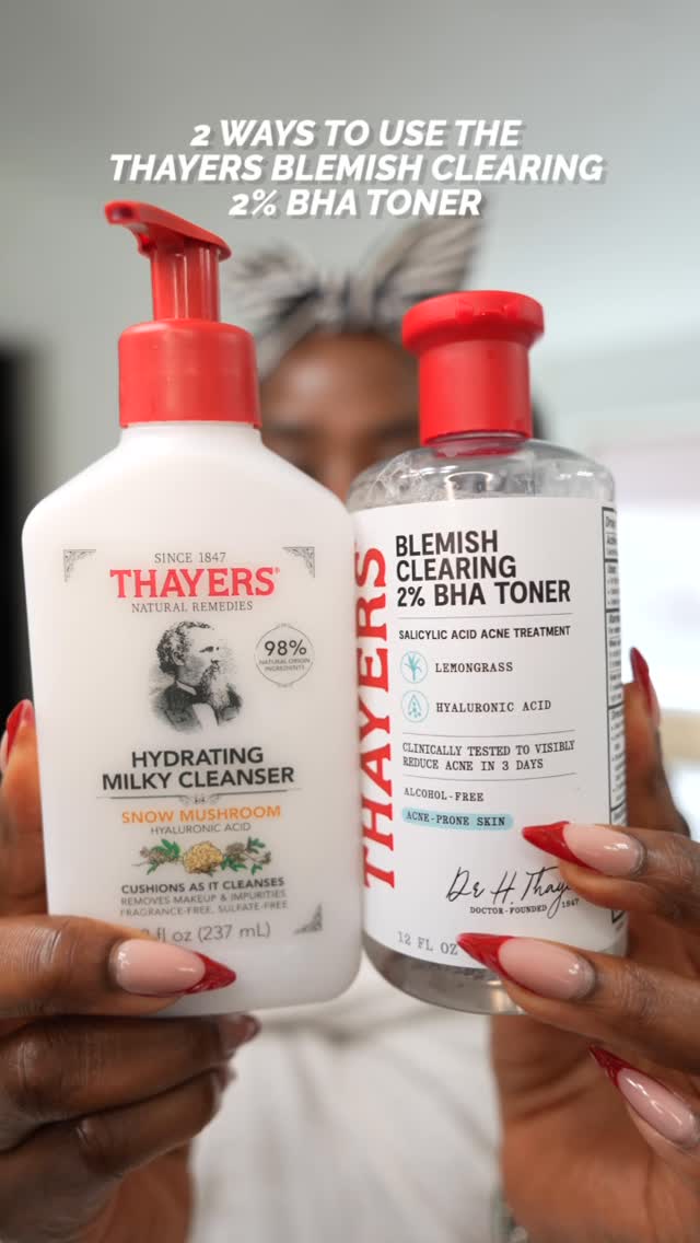 Instagram post by @mena_adubea for Thayers. Caption reads: #ad Are you using a toner to keep your ears and....