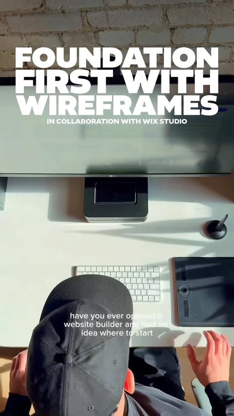 Instagram post by @adam_theillustrator for Wix Studio. Caption reads: [...] web page and a pile of visual assets,....