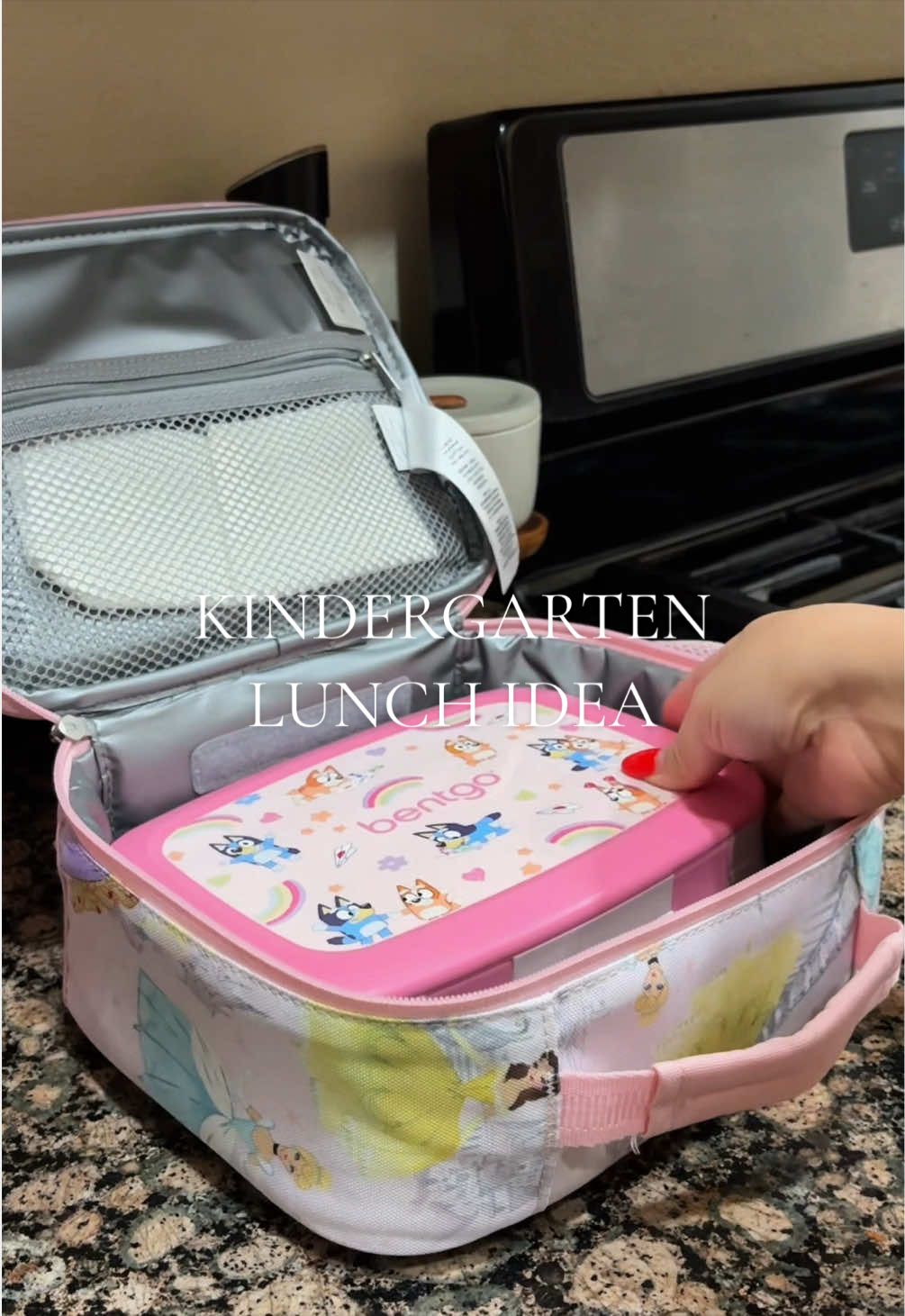 TikTok post by @alice95xo for Bentgo. Caption reads: her bluey @Bentgo lunch box makes packing her....