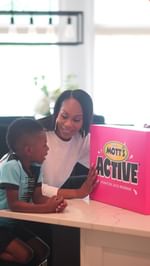 Instagram post by @sanyarichiross for Mott's. Caption reads: #ad No surprises here! Our little sonshine LOVES....