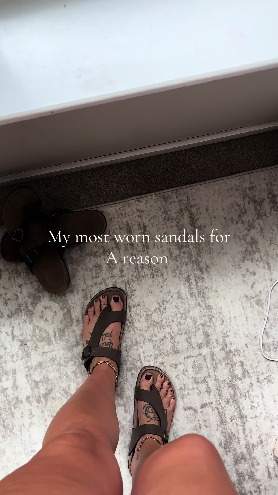 TikTok post by @styledwithmorgs for Fitory. Caption reads: My favorites from @FITORY #sandals #fallshoes....