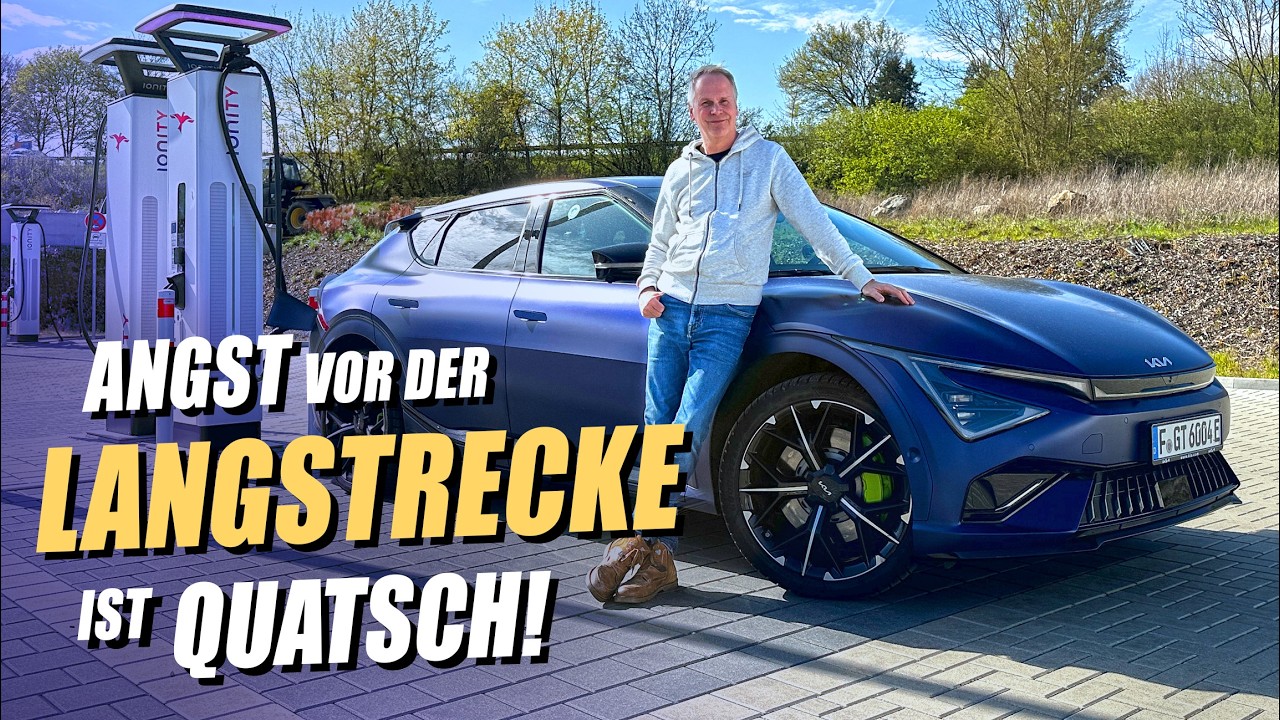 YouTube post by @MoveElectric for Lugano_Beauties. Caption reads: Why long-distance driving with an electric car....