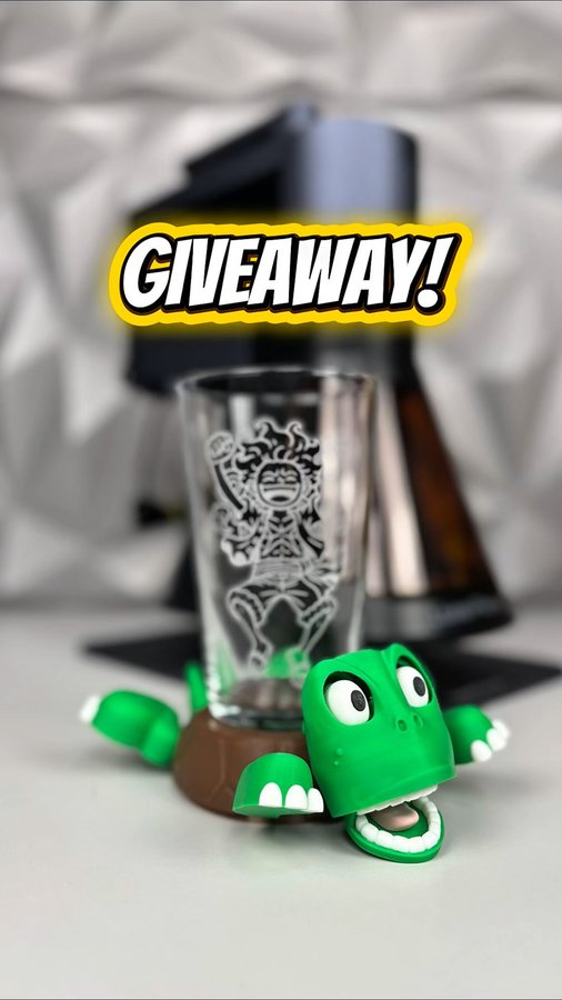 Instagram post by @wildwolf_3d for LaserPecker. Caption reads: GIVEAWAY - LaserPecker LP5 🥳 🎉 

How are you?....