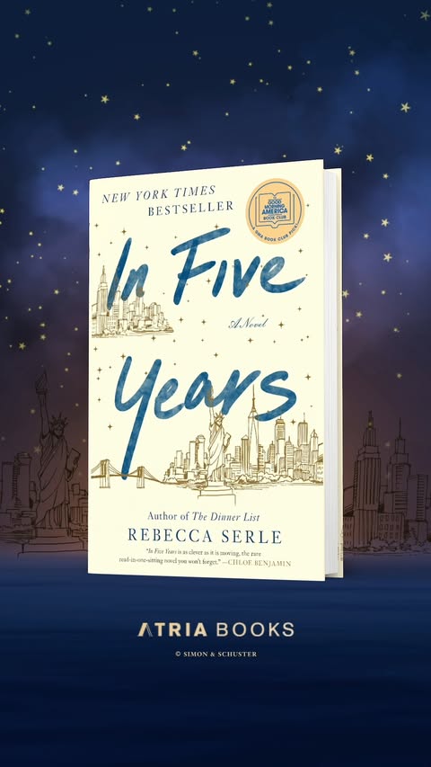 Instagram post by @rebecca_serle for Simon & Schuster. Caption reads: Five years ago, IN FIVE YEARS stole our hearts—and....