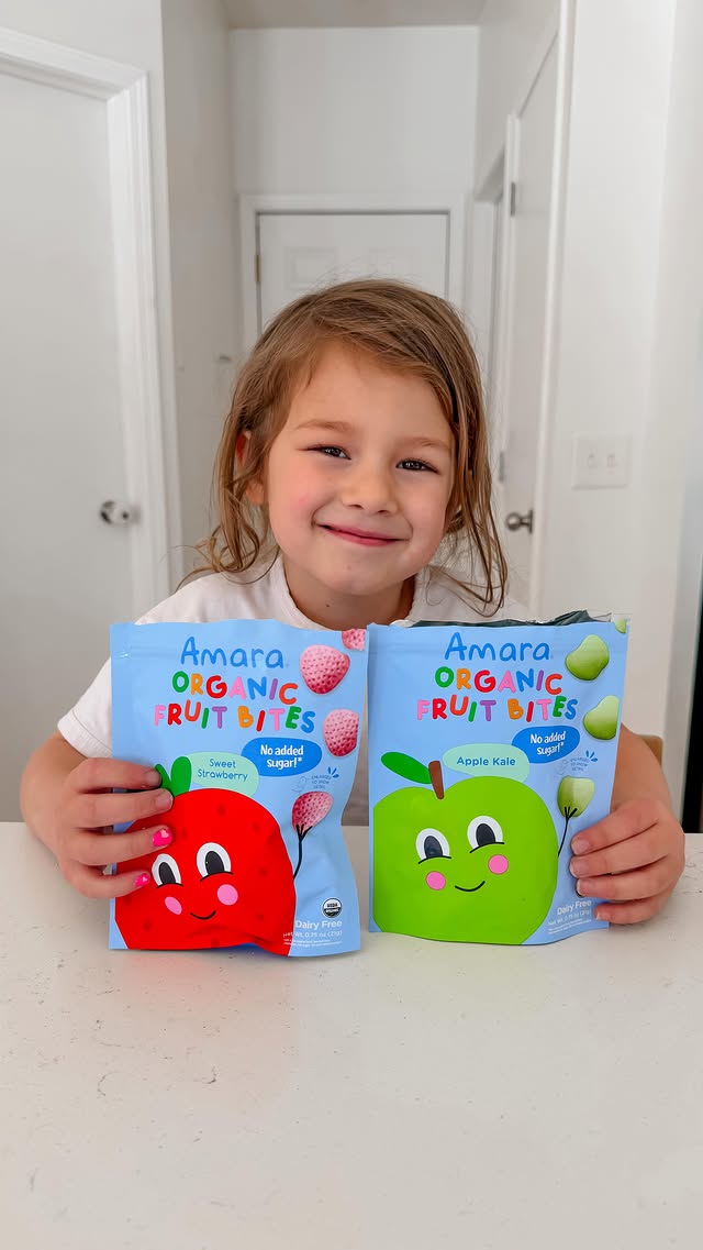 Instagram post by an influencer for Amara Organic Foods. Caption reads: We found the cutest new snack at Walmart and the....