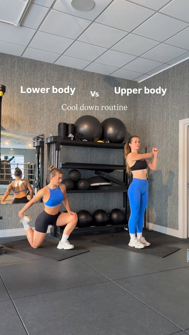 Instagram post by @zoandemfit for Women's Best. Caption reads: 5 min - cool down routine 🧘🏼‍♀️ (upper body vs....